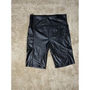 shosho Women's Biker Athletic Shorts Black Stretch Knit Gym Yoga Running